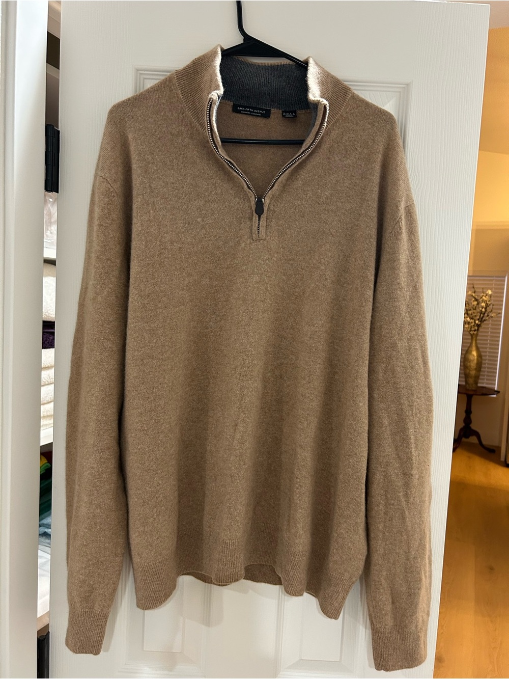 Men’s Saks Avenue Men's Cashmere 1/4 Zip-Front Mock Neck Sweater